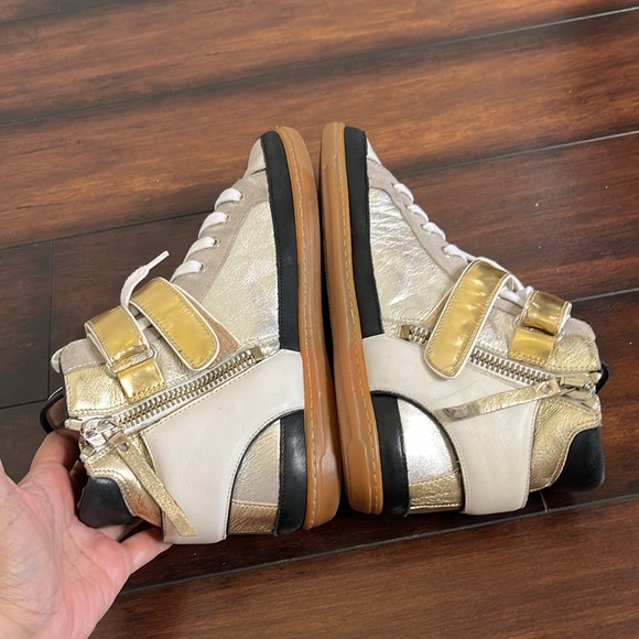 Maje Metallic Gold and White High-Top Sneakers size 40 Y2K 90's - Picture 6 of 14